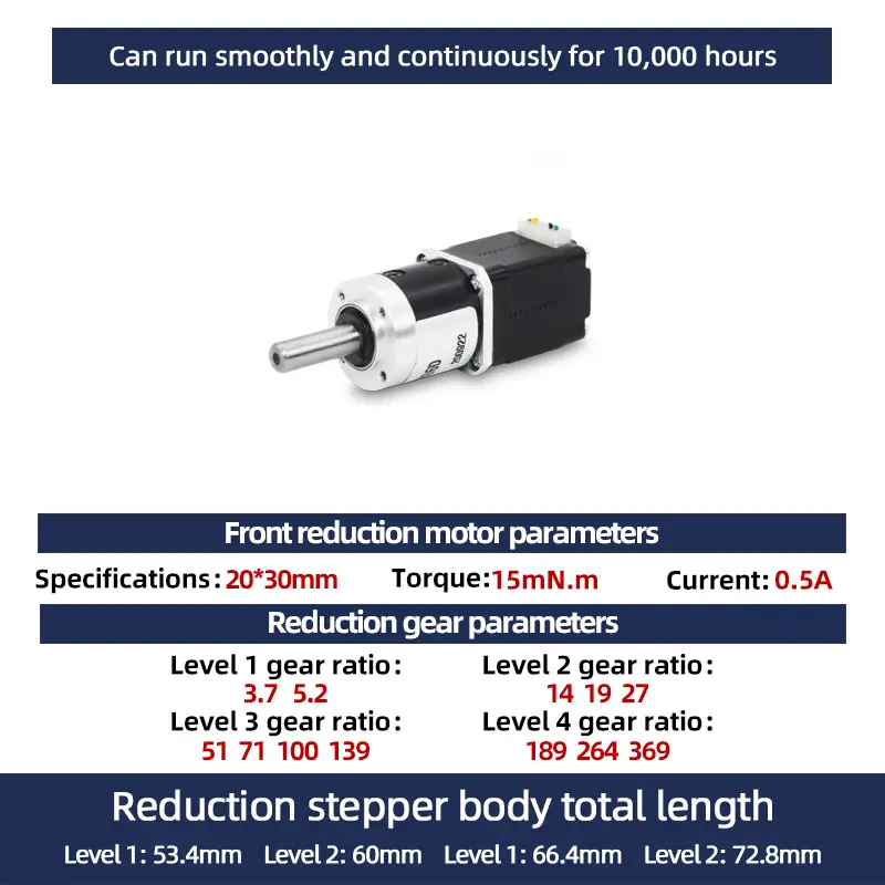 UMOT Mini Small Micro DC 20mm Nema8 Planetary Geared Stepper Motor with Output Torque 0.67-6Nm Gearbox Ratio 1:3.7-1:369 Reducer image 2