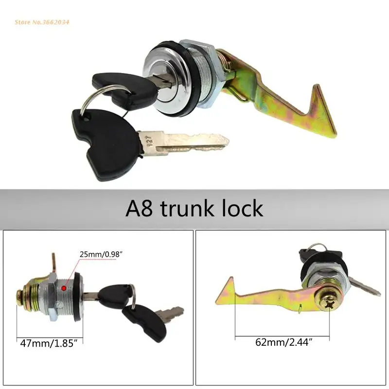 2 Keys+1 Lock Electric Car Tail Box Trunk Lock for A8 Queen Motorcycle Rear Motorcycle Keys Motorcycle Key Accessories Motorcycle Key Cylinder Lock Motorcycle Trunk Latches