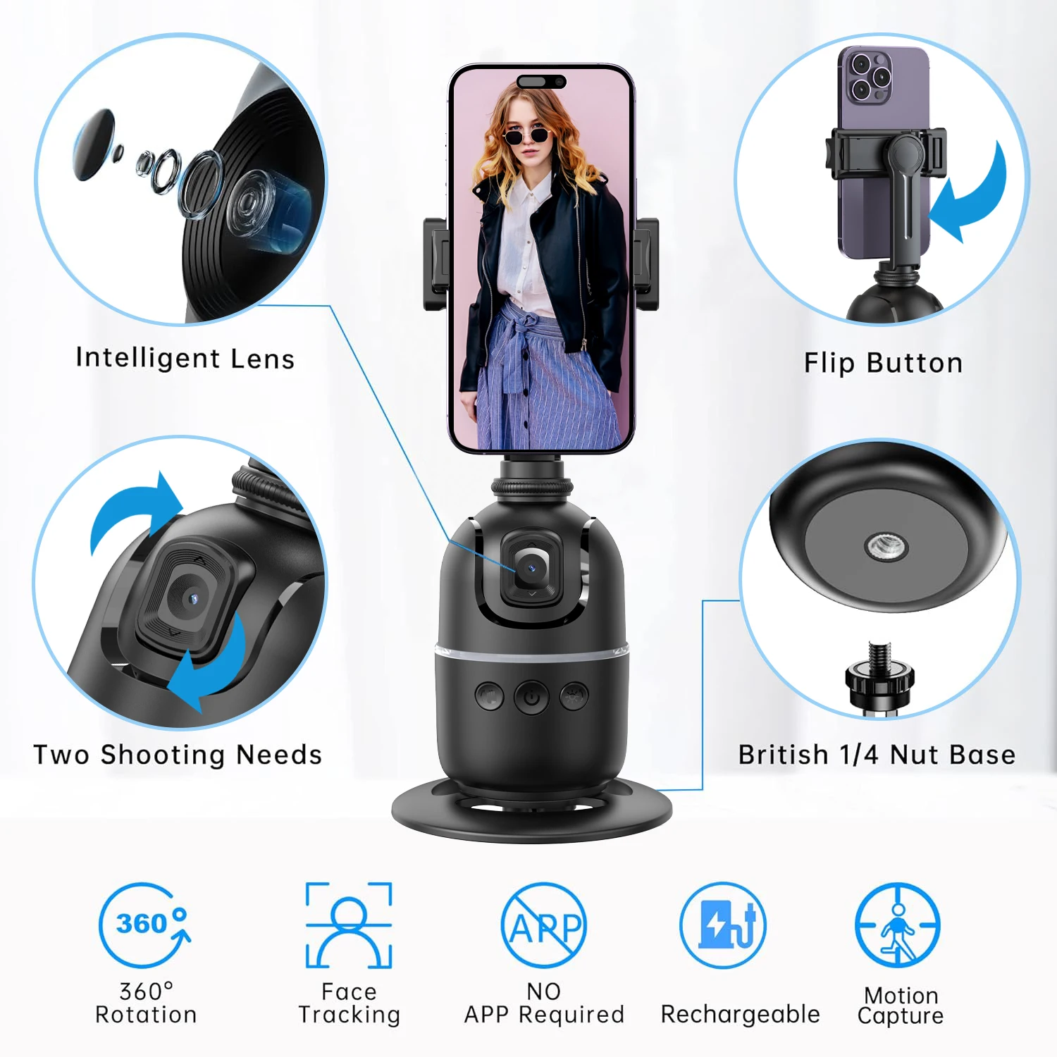 Auto AI Face Tracking Gimbal Stabilizer Tripod