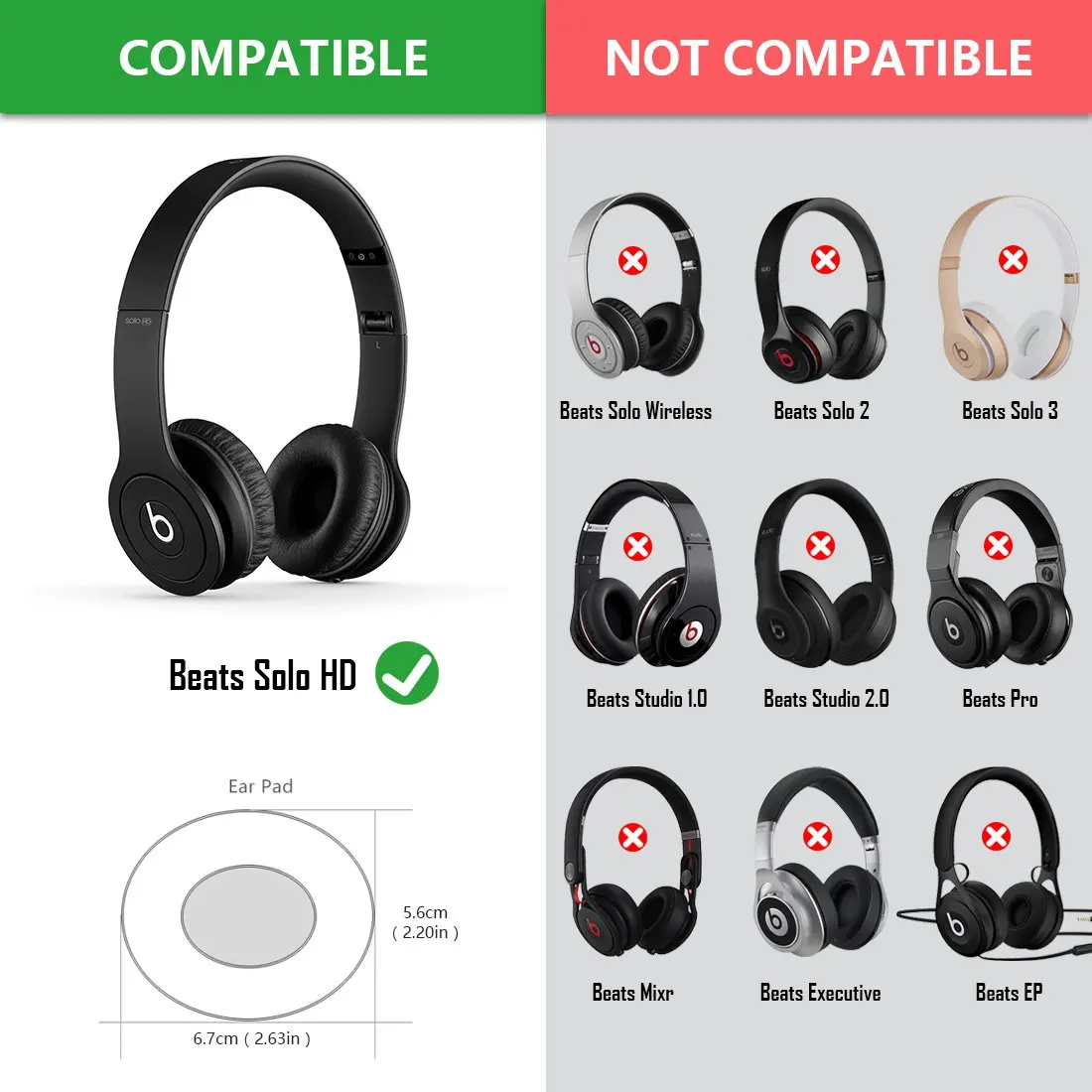 Beats by Dr. Dre Solo 2.0 イヤーパッド グリーン