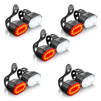 Luci per Bicicletta Ricaricabili Anteriori/Posteriori Lampada LED per Ciclismo Torcia per Bicicletta Luce Anteriore e Posteriore