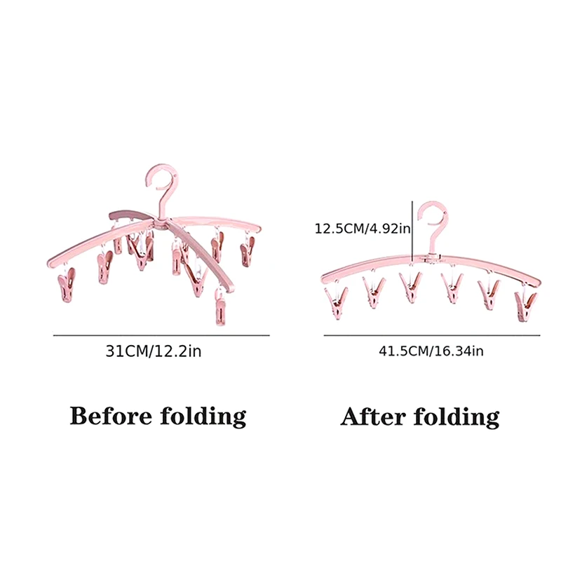 12 Clips Sock Drying Rack Windproof Underwear Clip Dormitory Student Folding Hanger Household Drying Clip Plastic Hanger 6