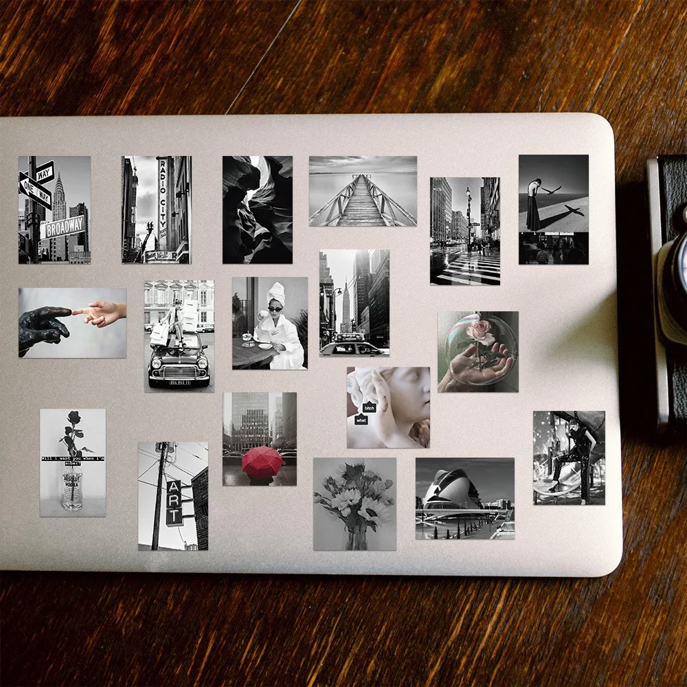 INS Style Black White Fashion City Stickers Aesthetic Laptop Phone Luggage Skateboard Car Waterproof Decals Sticker 10/30/50pcs fashion stickers