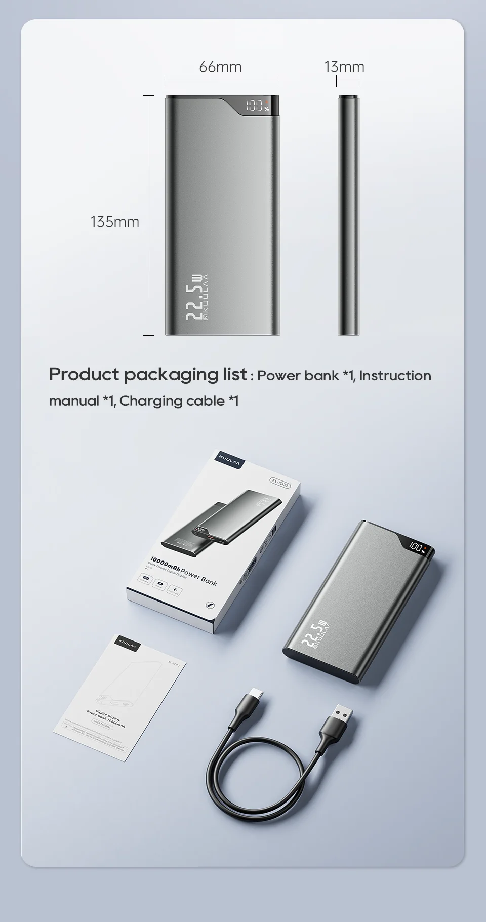 Kuulaa 10000mAh Power Bank 22.5W Fast Charging