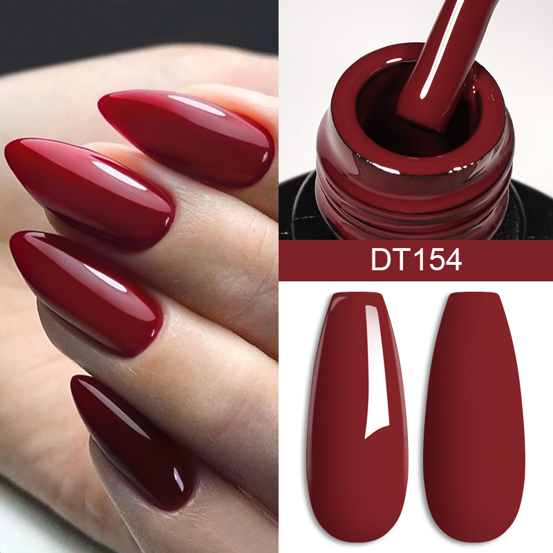 MEET ACROSS 7ml Noble Red Nail Gel Polish Glitter Hybrid Semi Permanent UV LED Gel Varnish Soak Off Painting Nail Art Manicure