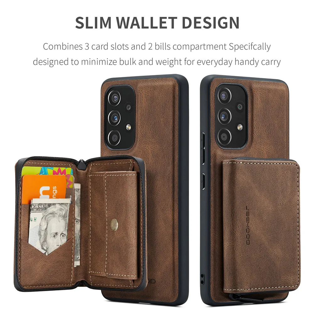 Premium 2-in-1 Leather Wallet Case with Detachable Card Holder & Magnetic Flip Cover