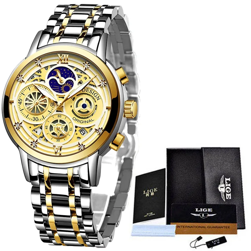 LIGE 2023 New Women Watches Top Brand Luxury Women's Bracelet Hollow Watch Ladies Waterproof Quartz WristWatch Relogio Feminino