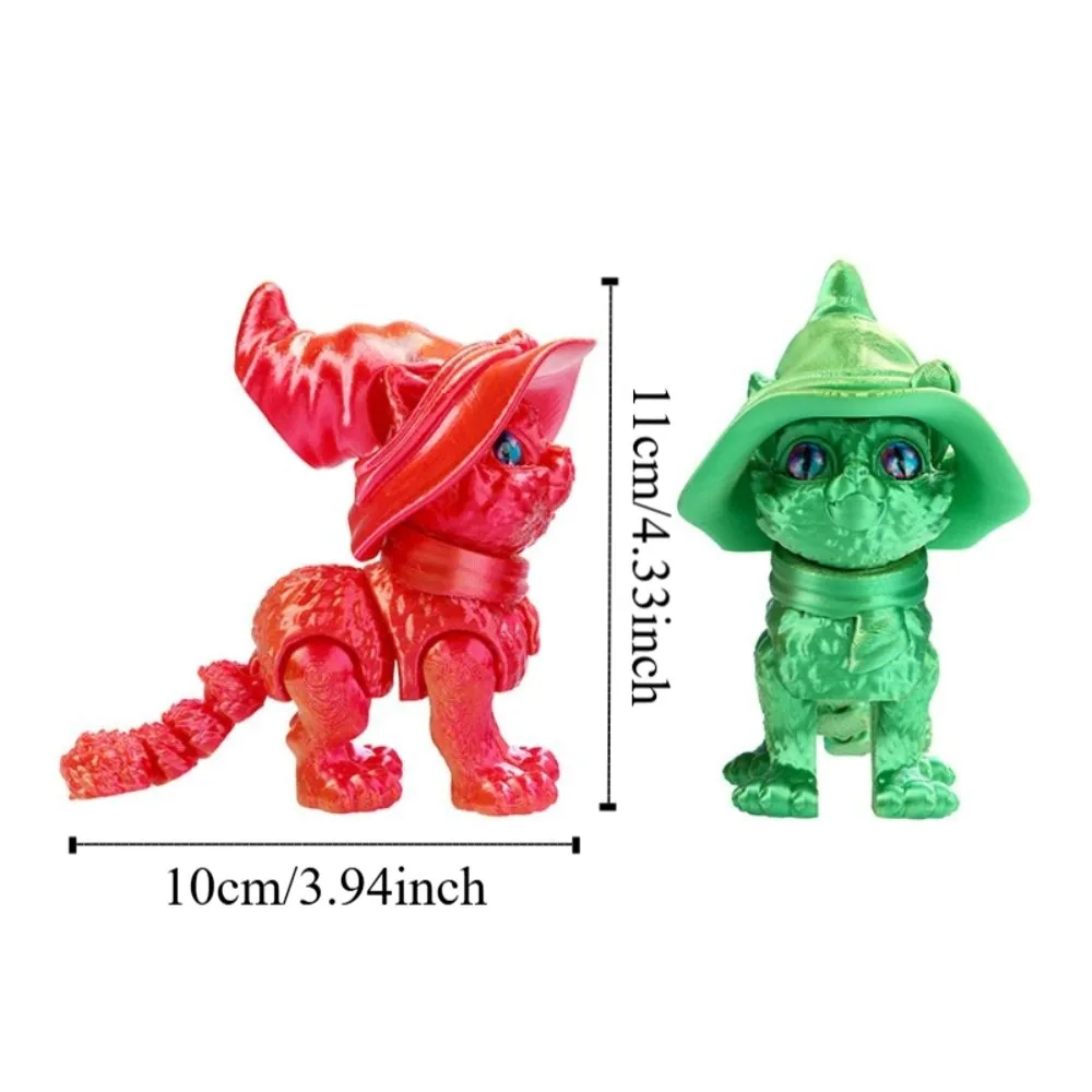 큰 눈을 가진 3D 프린팅 고양이 모형, 사실적인 디자인, 플라스틱 소재, 관절형 고양이, 3D 프린팅 기술, 귀여운 스타일