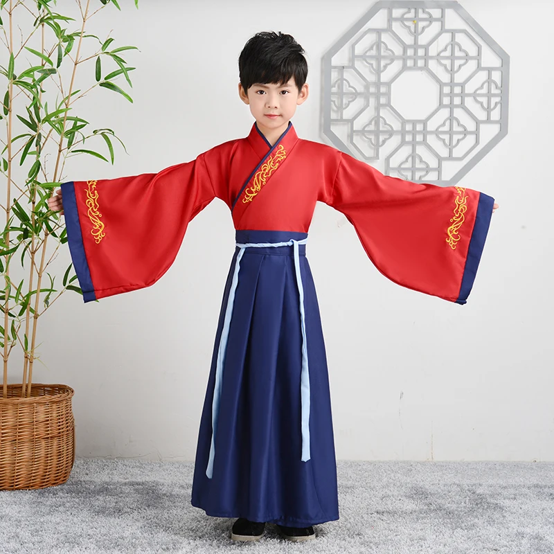

Детский костюм Hanfu в китайском стиле для мальчиков и девочек для учеников начальной школы