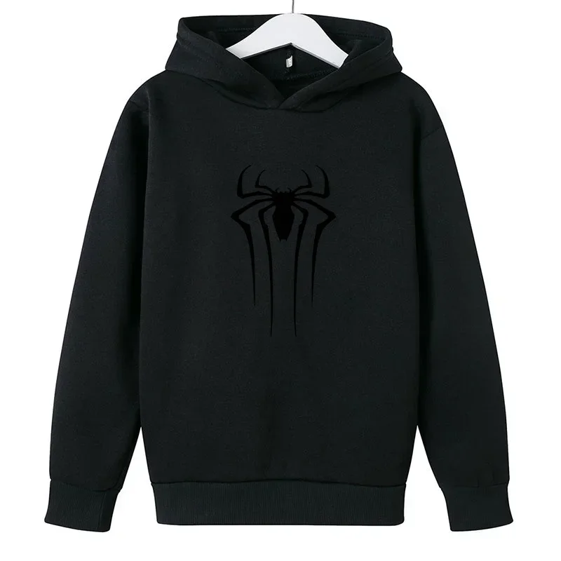 Sudadera con capucha para niños, sudadera de polar holgada con estampado de araña a la moda para niños y niñas de 2 a 14 años