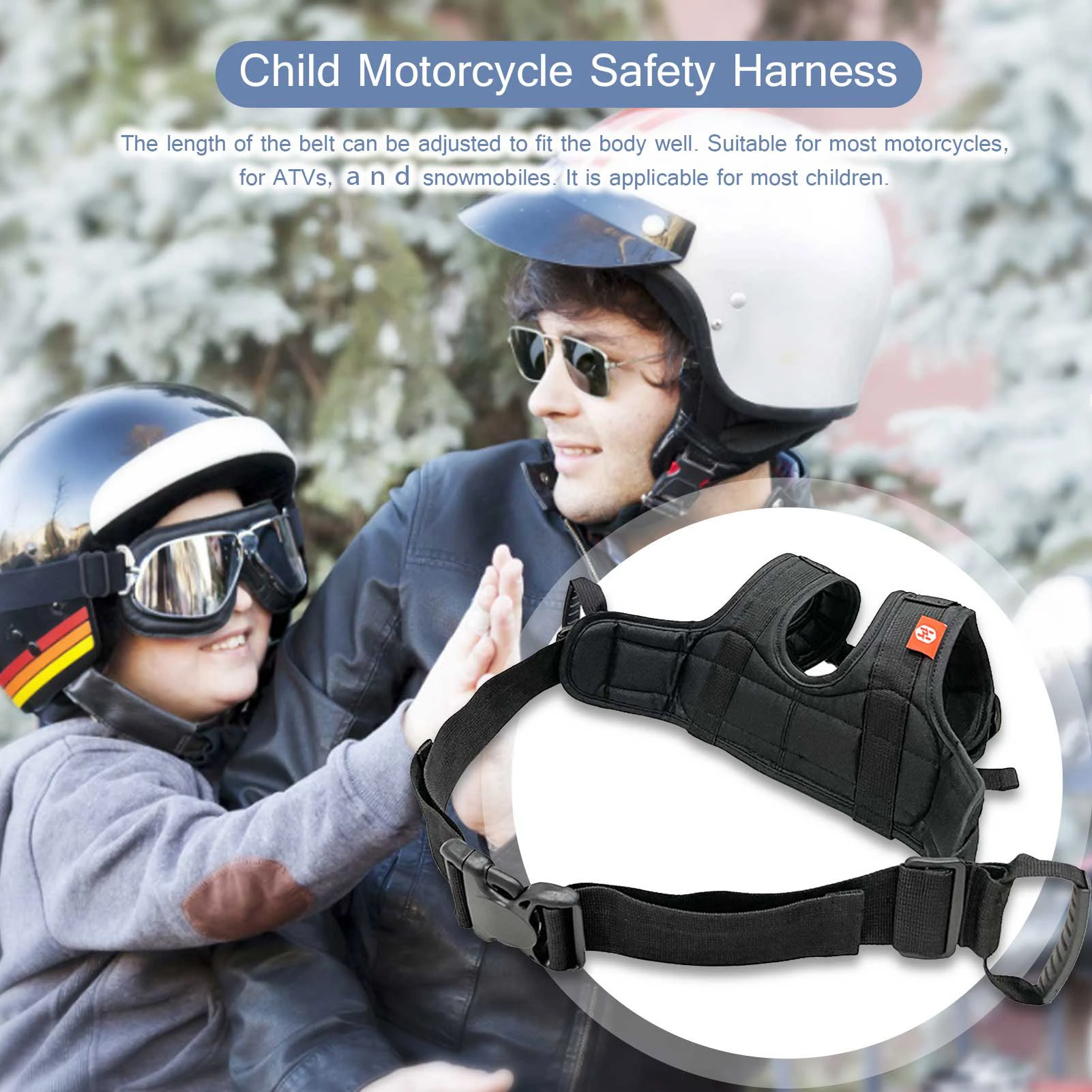 1PC Black Adjustable Motorcycle Seat Belt Kids Children Safety Harness