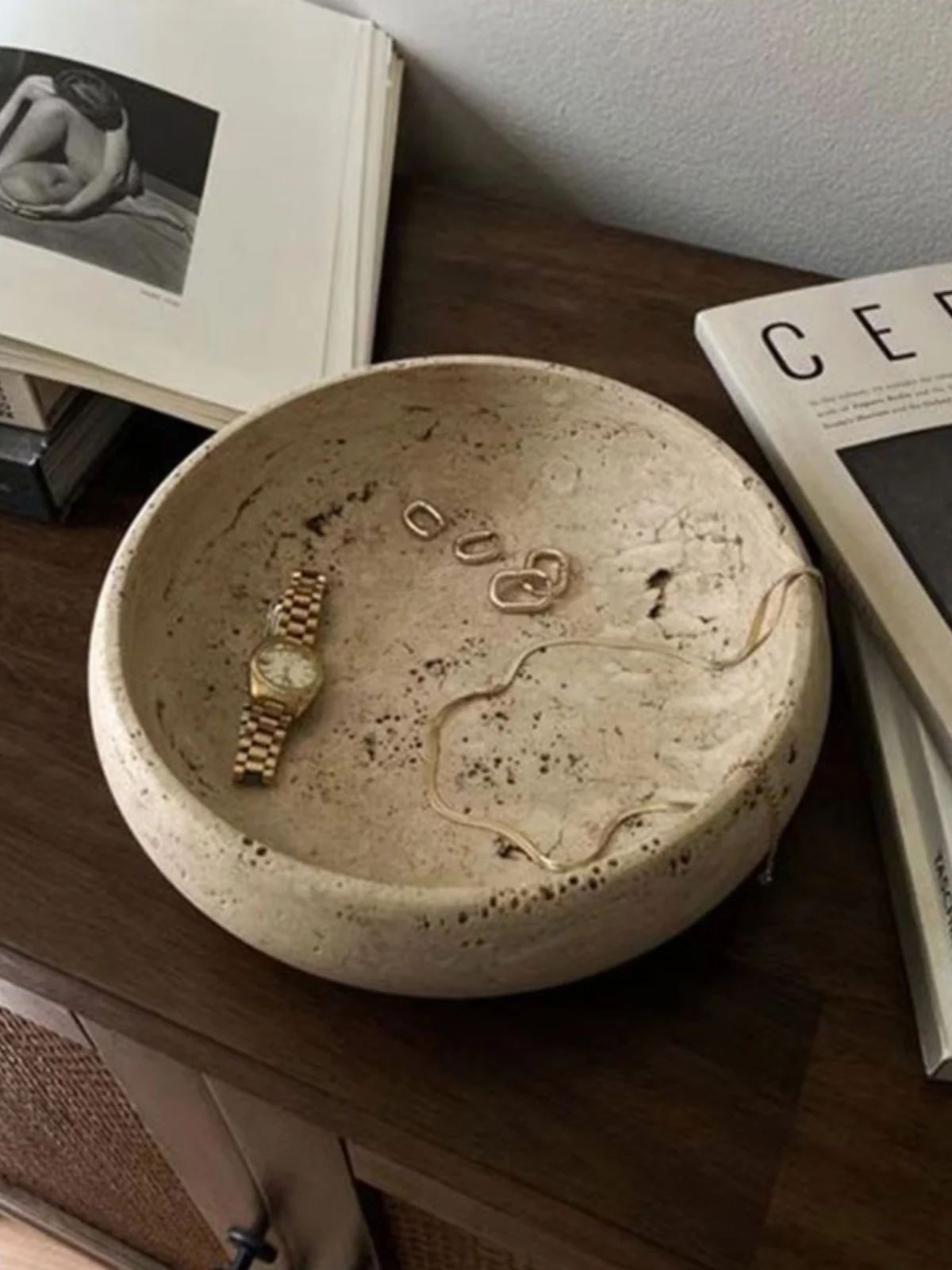 Wabi-Sabi Style Nordic Light Luxury Marble Tray Retro Aromatherapy Tray Creative Home Art Decoration Jewelry Storage Ornaments 3