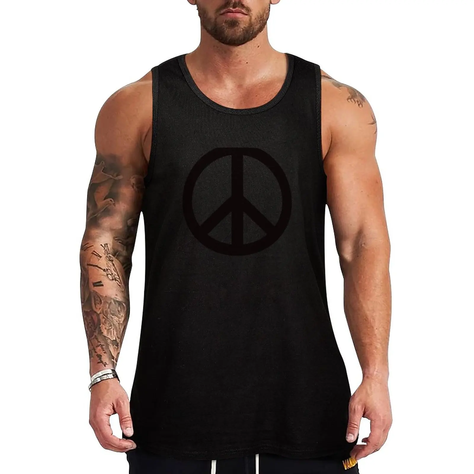 

New Peace sign symbol Tank Top T-shirt man gym accessories men t-shirt gym man