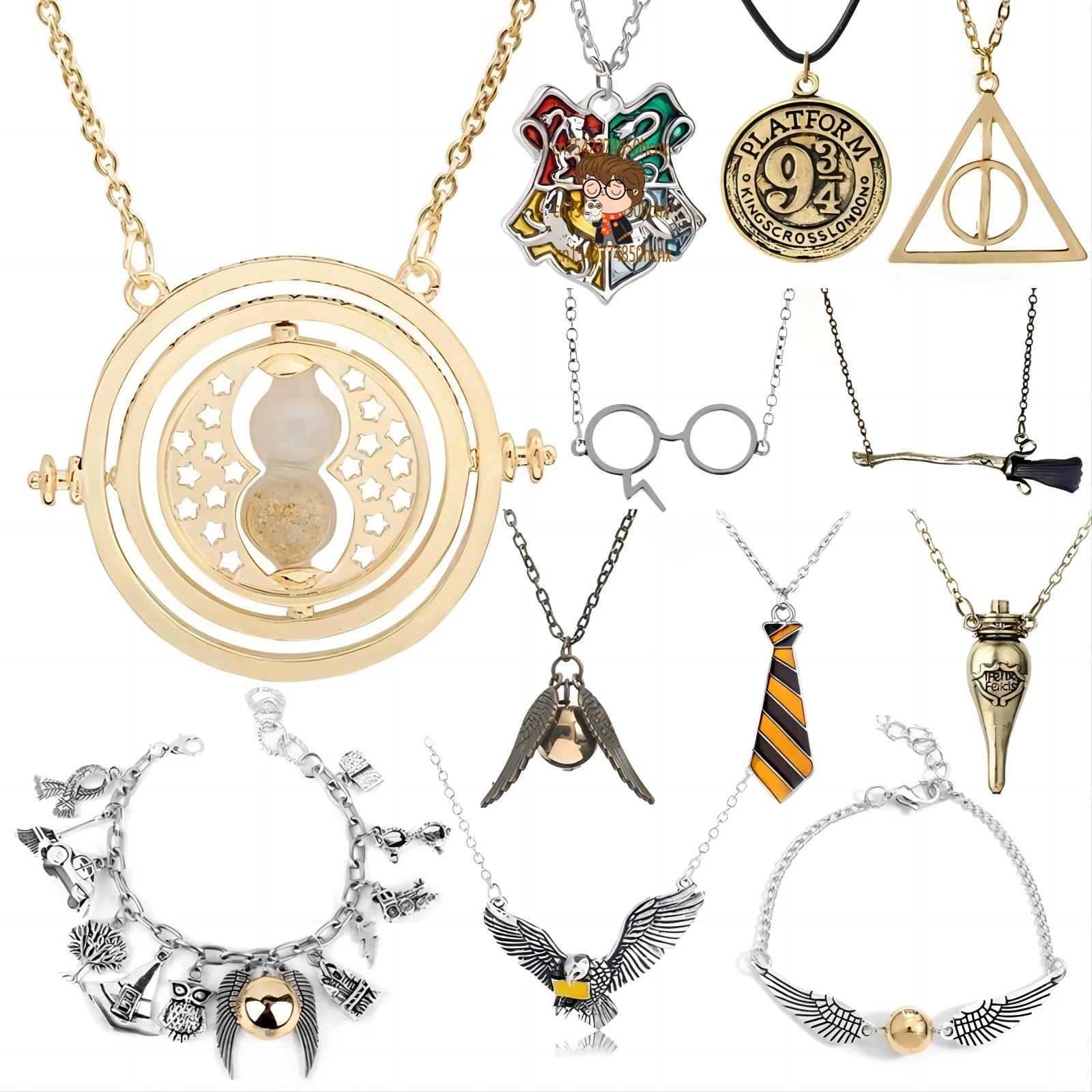 Collana Spilla Bracciale Anello Time Turner Clessidra Magic School Badge Chain Pins Choker Accessori Per Gioielli Regali