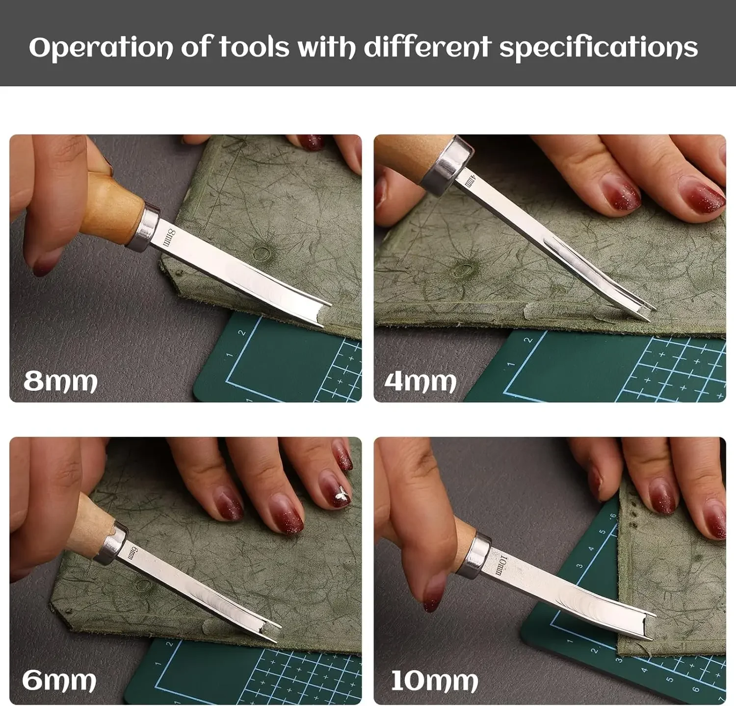 Leather Edge Skiving Beveler Tools 4PCS Wide Leather Craft Edge Beveler Tool Kit Trimmer leather craft tool kit leather craft tool leather craft tools leather tools DIY Craft Tool