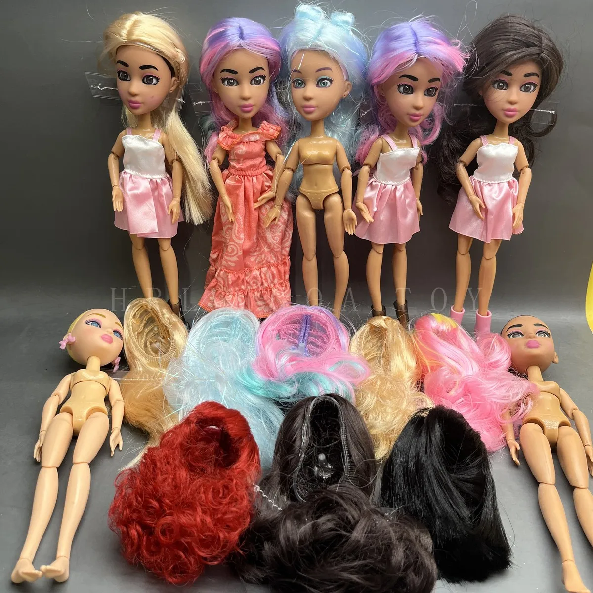 1614PrincessDollCandyColorWigDIYDollAccessoriesBlackPurple