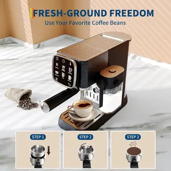 20 Bar Fully Automatic Espresso Machine, Professional Coffee Maker with Built-in Auto Milk Frother, Touchscreen Control, Fast Quick Start & Constant Heating System for Latte Cappuccino 6