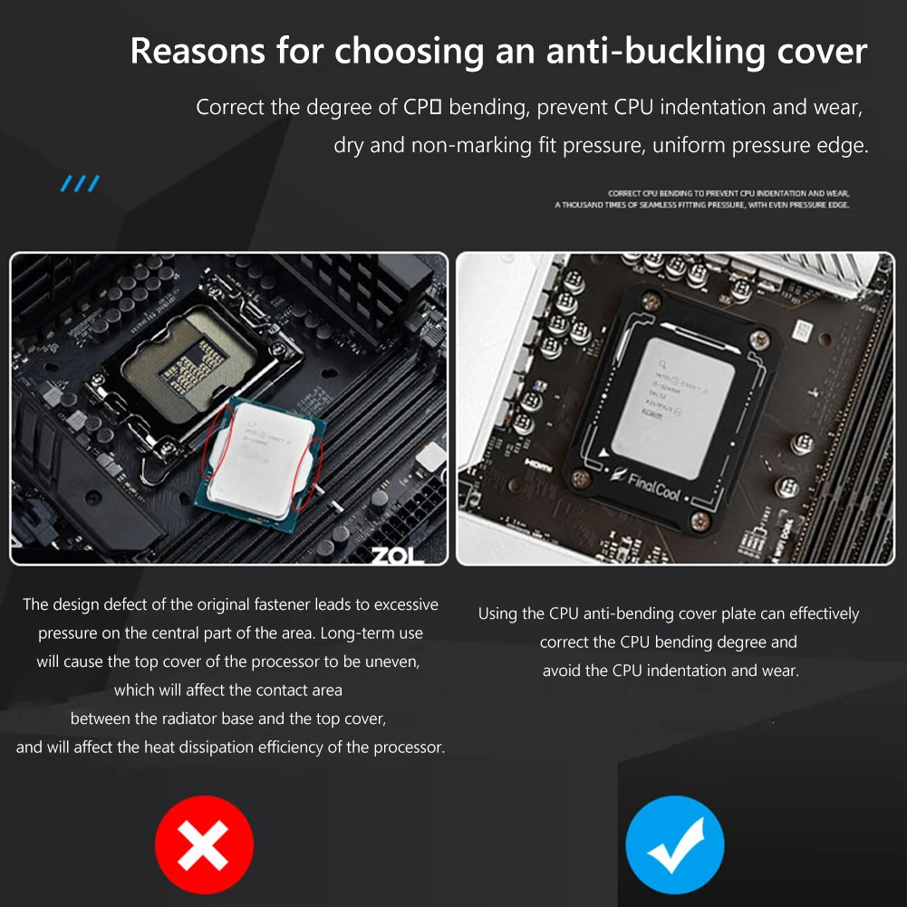 CPU Bending Correction Fixing Buckle for LGA1700-BCF Intel Gen 12 LGA1700 CPU Bending Correction Frame Bracket Fixing Backplane
