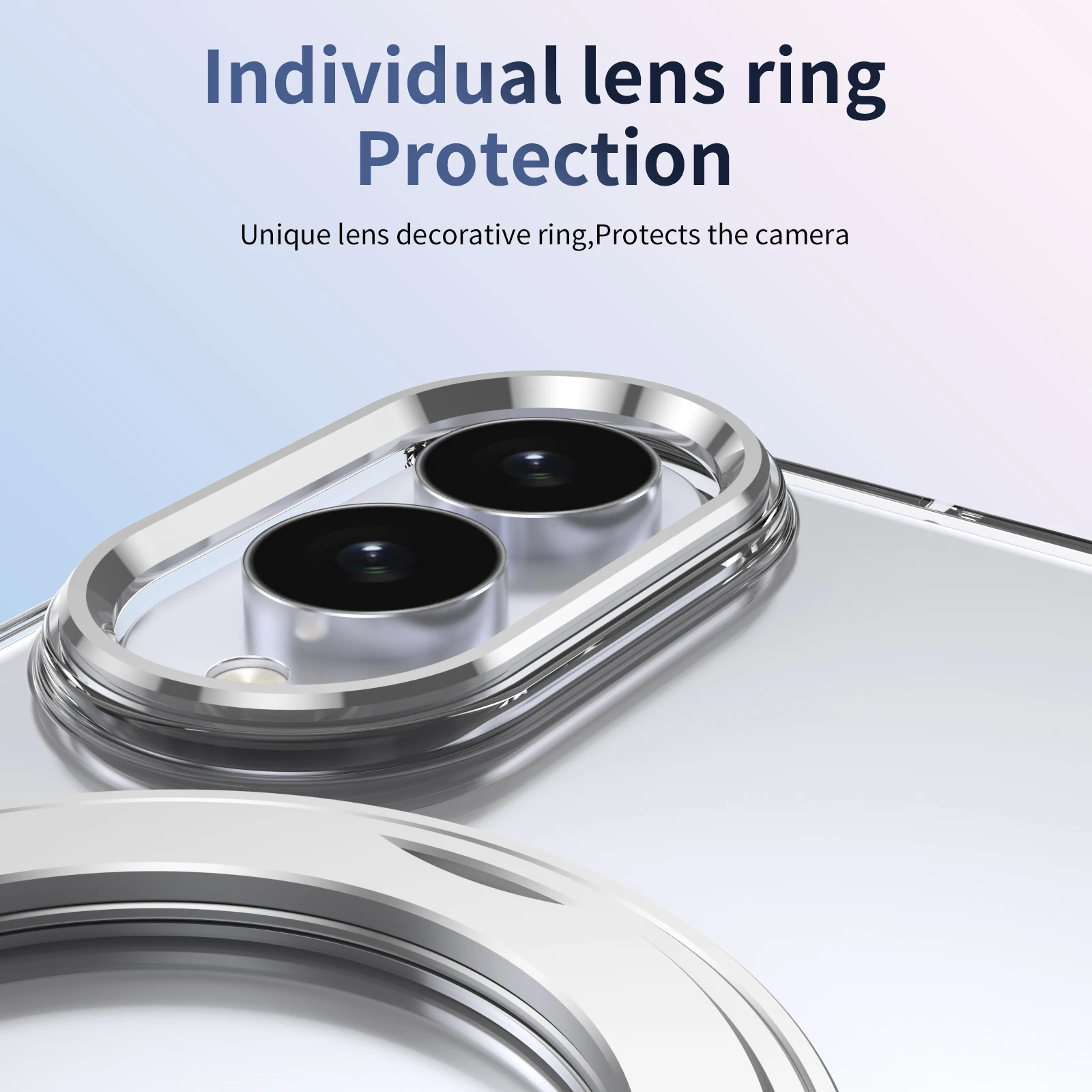 Ice Feel Double-Sided Magnetic Clear Case with 360° Swivel Alloy Bracket