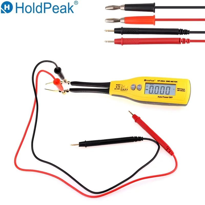 HP-990A SMD Portability Tester Digital Auto-Recognition Multimeter for Resistors Capacitors Diodes LED DC Voltage up to 36V