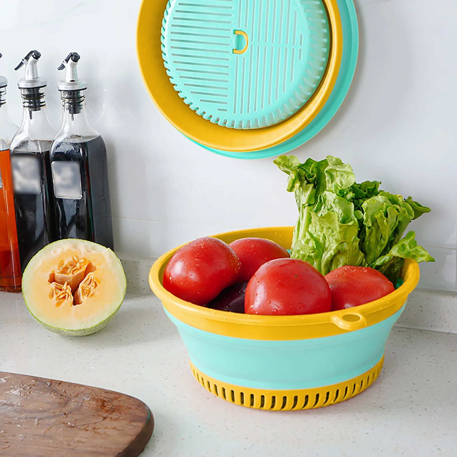 Foldable Strainer Fruit Vegetable Washing Basket Colander Dish Drainer