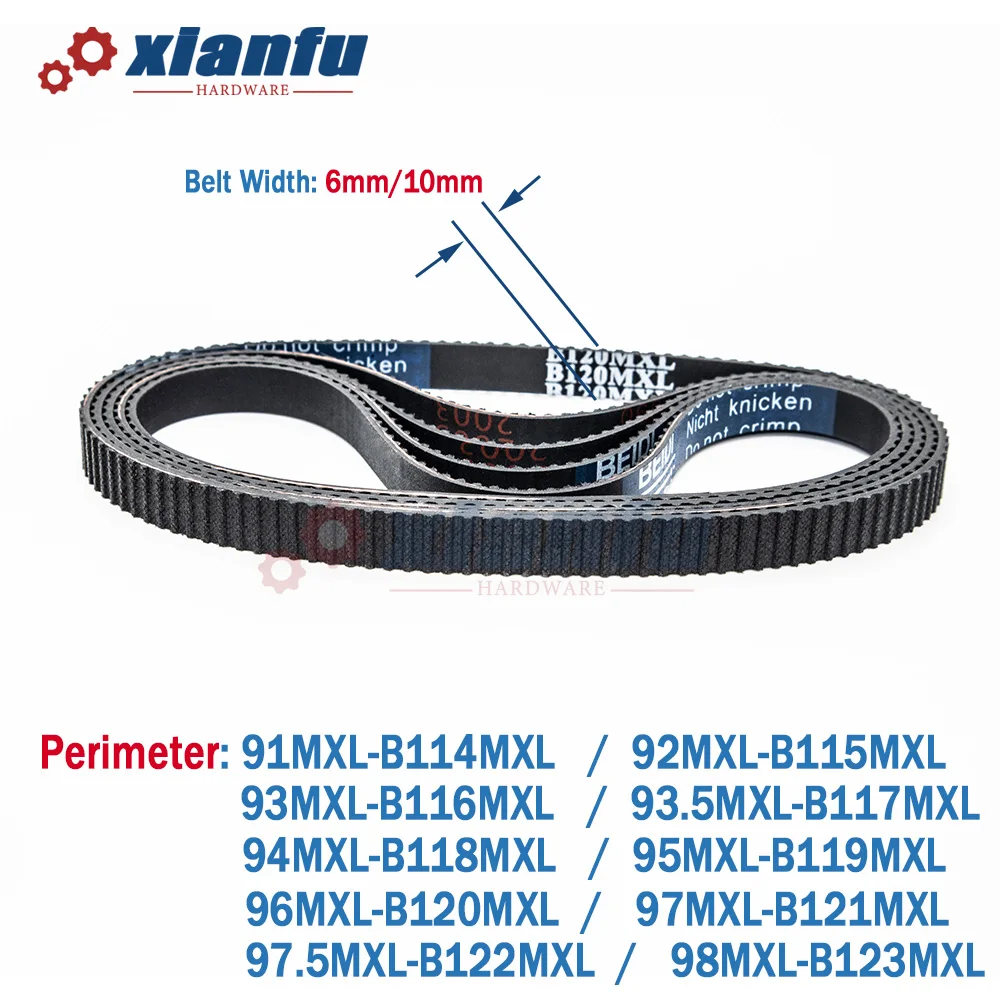 MXL Rubber Timing Belt Width6/10mm B114MXL B115MXL B116MXL B117MXL B118MXL B119MXL B120MXL B121MXL B122MXL B123MXL Pitch 2.032mm