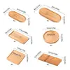 E1PD Bamboo Serving Platter Oval Bamboo Serving Tray Flower Plant Tray for Dessert Biscuit Drainage Tray 6