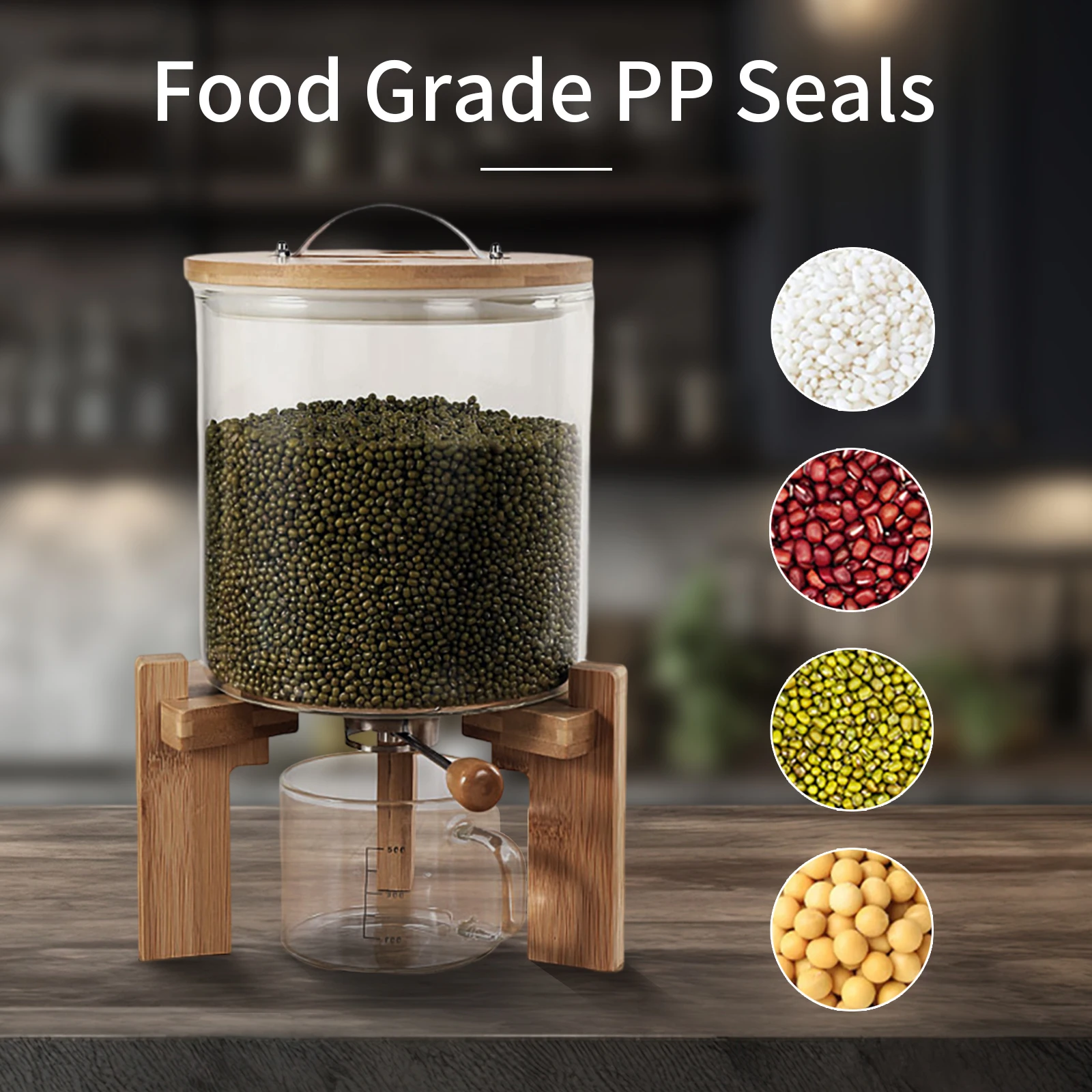 Flour And Cereal Container 5L/7.5L Rice Dispenser Creative Glass Food Storge For Kitchen Organization 5