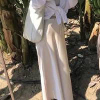 New In 2026 Spring Summer Solid Color Satin Long Skirt For Women High Waist Lace-Up Fashion Elegant Faldas - Image 4