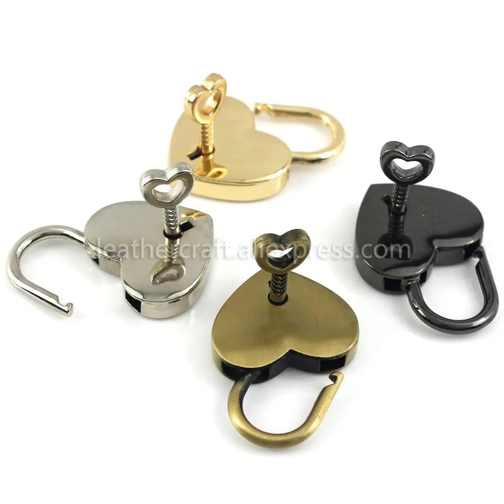 Mini padlock 1 Pcs Heart Shape Vintage Metal Mini Padlock Bag Suitcase Luggage Box Key Lock With Key