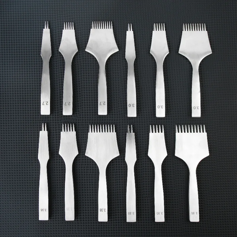 Leather Chisels French Style Piercing Punching Leather Stamping Tools Punching Molds Steel Polishing Spacing 2.7/3.0/3.38/3.85mm