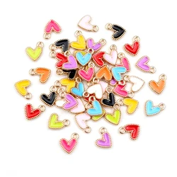 50Pcs Colorful Heart Charms - Cute Alloy Pendants for DIY Jewelry Accessories (Random Mixed)
