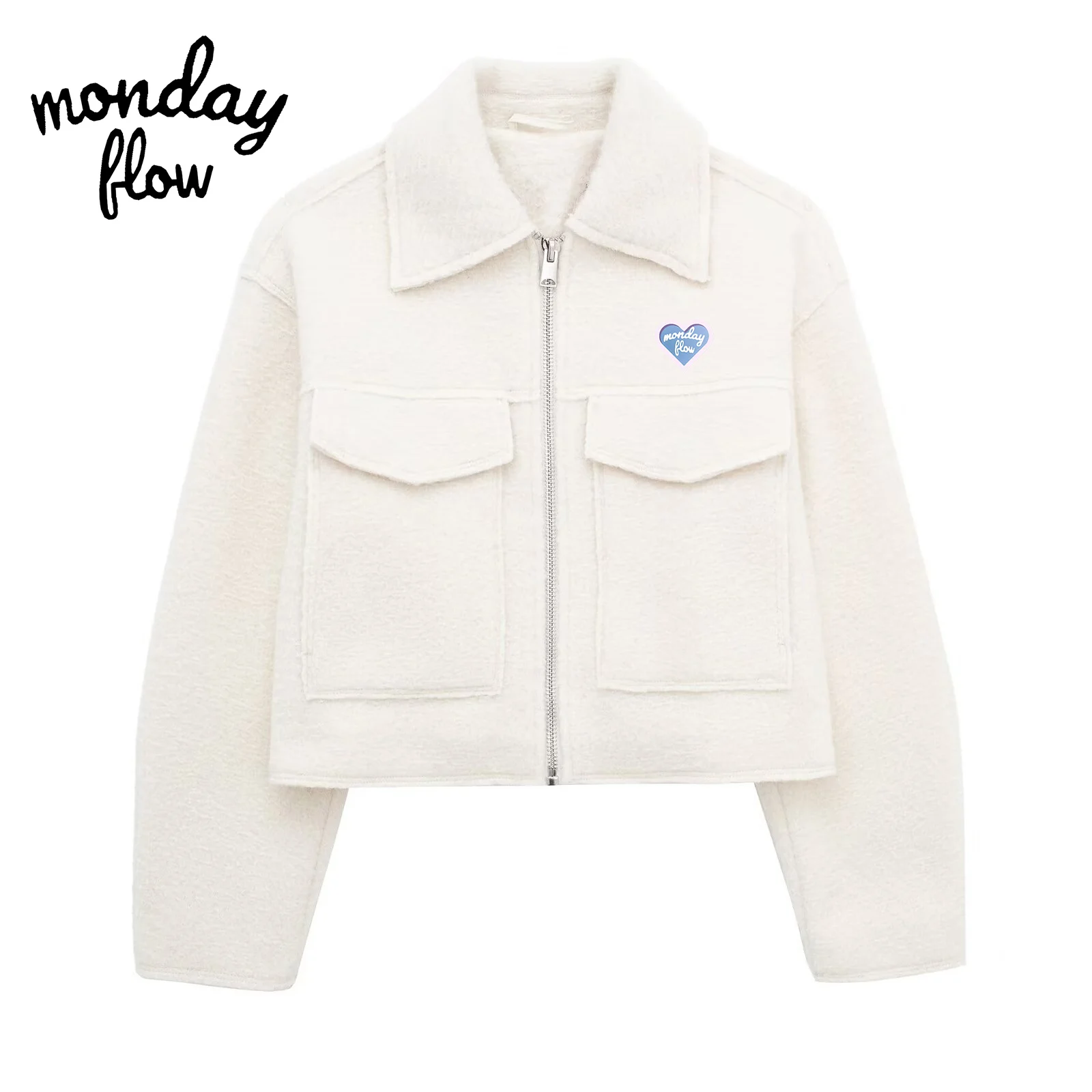 Mondayflow 여성용 용수철 모직 재킷, 방풍, 따뜻함, 주름 방지, 패셔너블..
