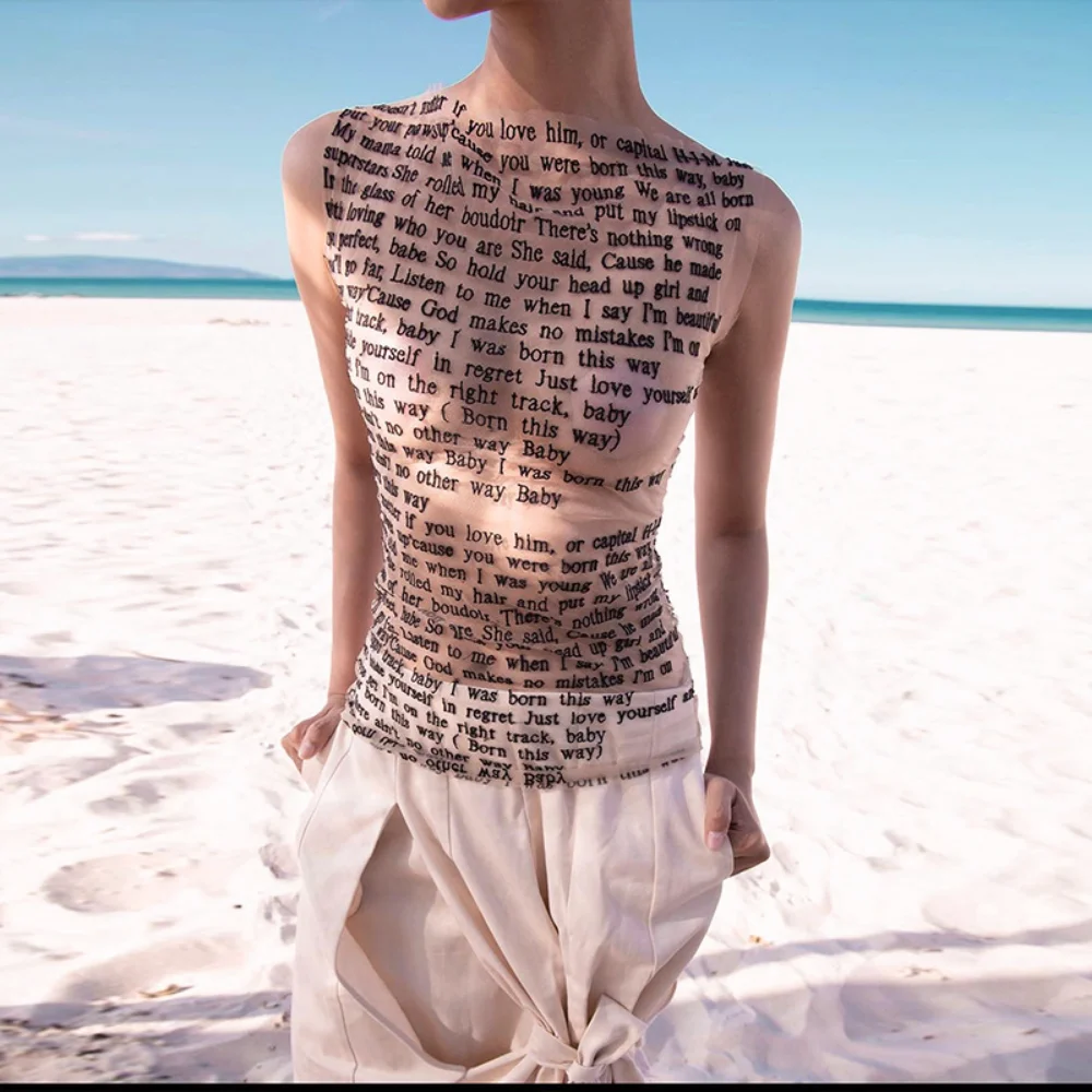 

Spring New Street Letter Printed Round Neck Sleeveless Spice Girl T-shirt