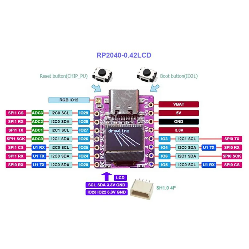 Placa de Desenvolvimento Esp32 Esp32-c3 0.42 Polegadas Display Lcd Wifi Bluetooth para Arduino Micropython - Imagem 5