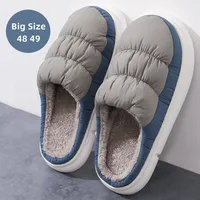 Big Size 48 49 Winter Men Plush Warm Slippers Women Couples Slides Down Cloth Waterproof Home Non-Slip Outdoor Shoes Flats 1