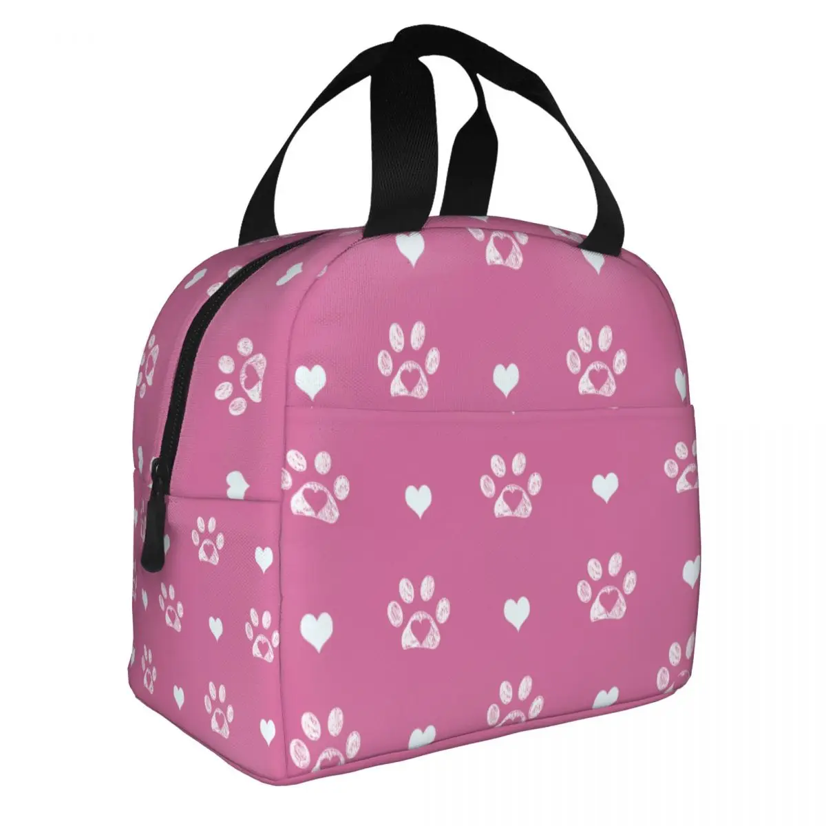 Cute Animal Paw Heart Lunch Bags Waterproof Insulated Oxford Cooler Bags Thermal Picnic Tote for Women Kids