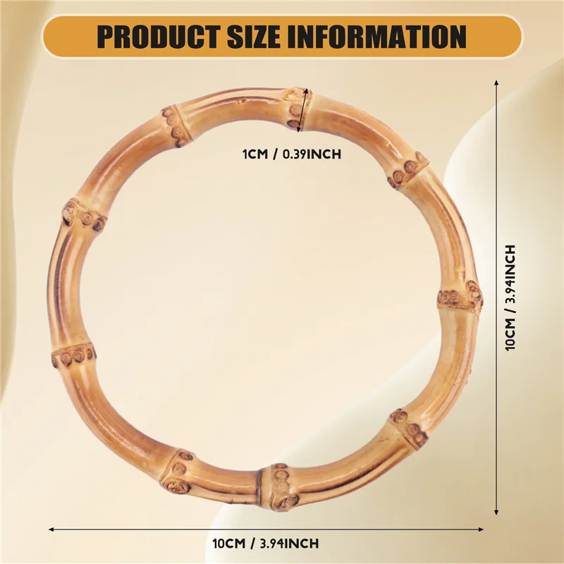 Durable 4Pcs Wooden Round Bamboo Bag Handle Replacements Handmade Bag Purse Making Handles For Handbag Crafting