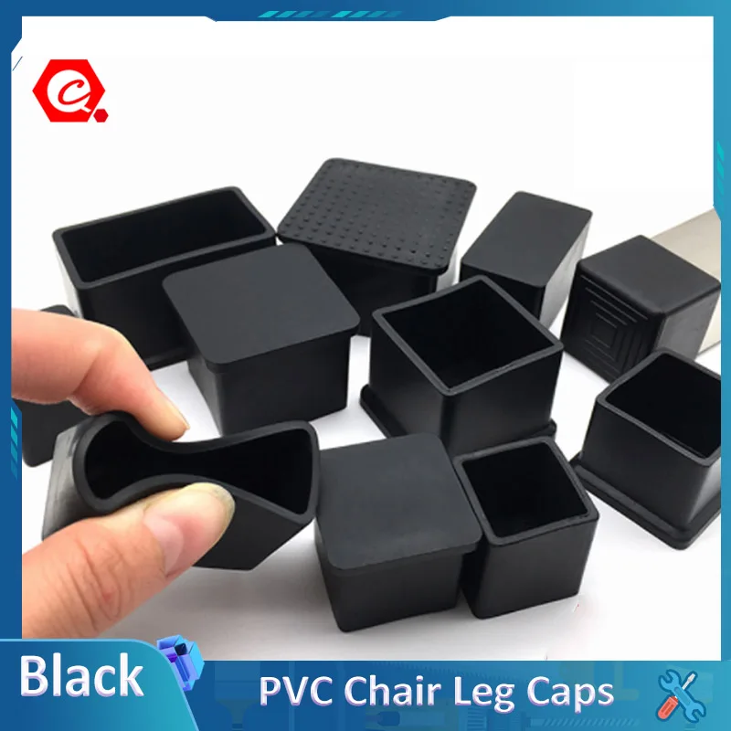 2/4/8Pcs Square PVC Rubber Chair Leg Caps Non-slip Table Foot Dust Cover Socks Floor Protector Pads Pipe Plugs