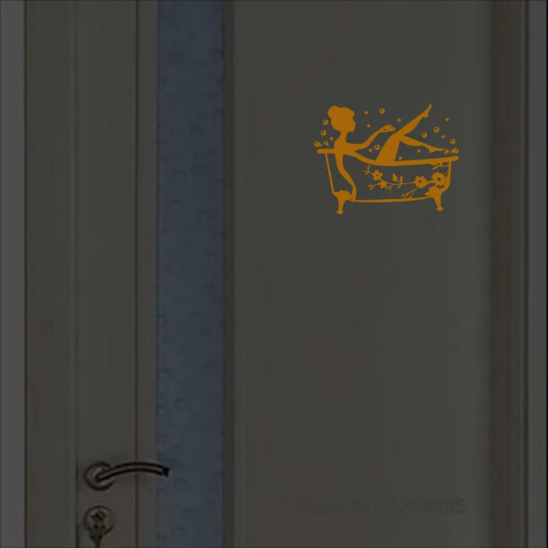 Wall Stickers Luminous Bathroom Stickers WC Shower Room Door Sign Washroom Indication Label Decal Cartoon Toilet Wall Sticker Glow in the Dark
