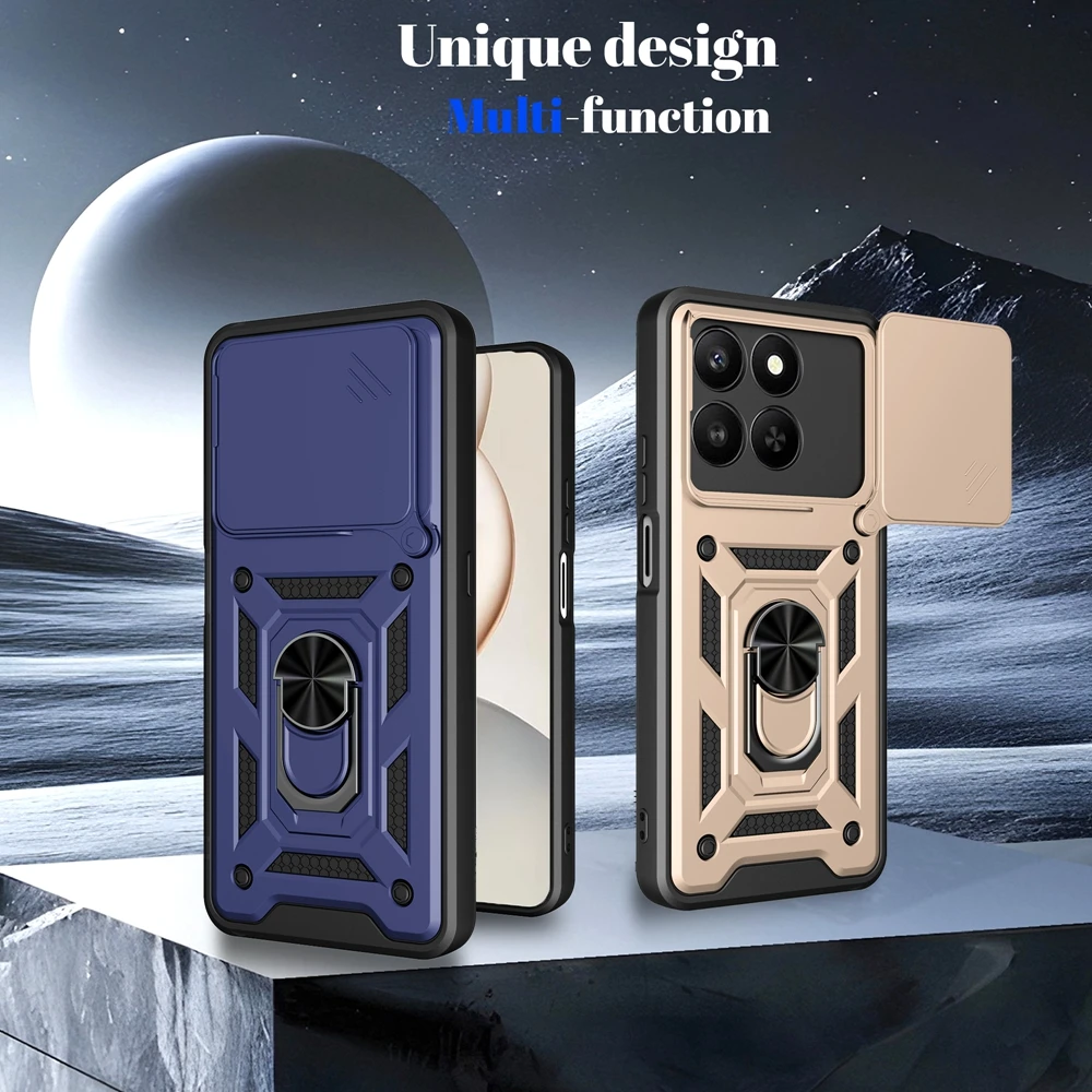 Shockproof Armor Phone Case with Car Magnetic Holder and Lens Cover