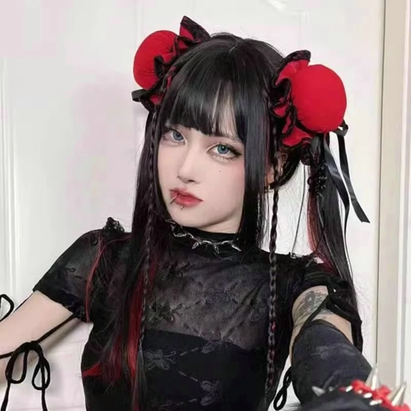 카와이 소녀 번 커버 헤어 핀 술 헤어 스타일, 발레 댄스 로리타 스타일, 여성 헤어 클립 모자, 새로운 2024 패션