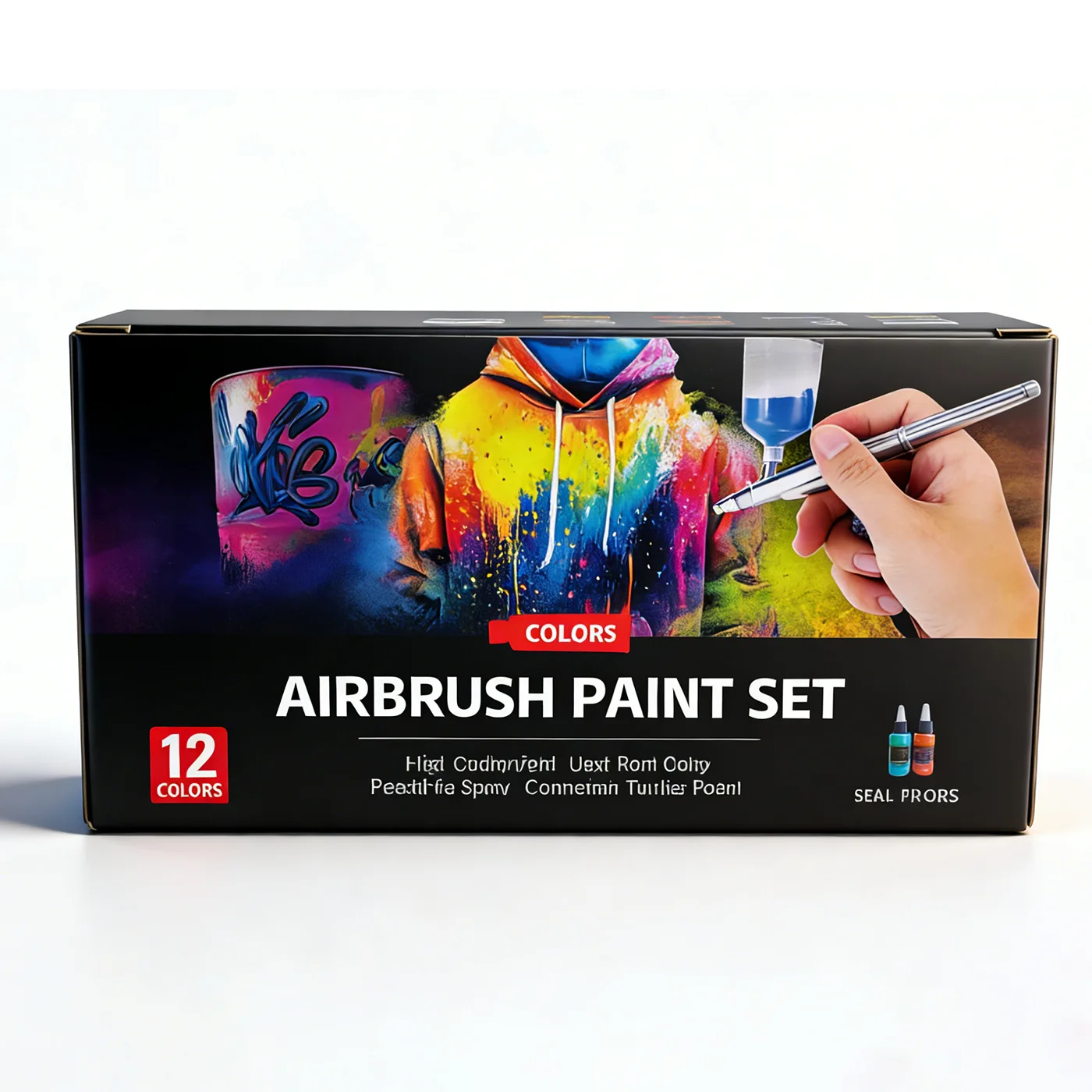 12/28-Farben Feinspritz-Airbrush-Acrylfarbenset Wasserbasierte Modellfarbe für DIY Handmalerei, Sprühen und Einmalen – Detail 4