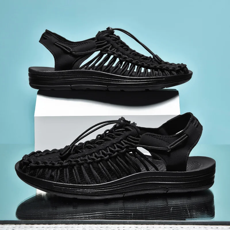 الصيف الرجال الصنادل النساء النعال النسيج تصميم صن...