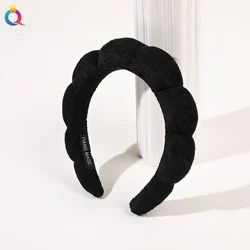 Luxurious Spa Headband for Women - Plush, Ultra-Soft and Versatile Hairband for Skincare, Yoga, and Facial Treatments (Towelling black)