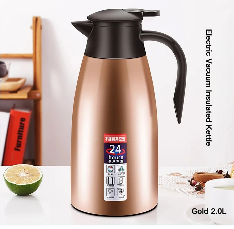 Carafe Isotherme 2L Acier Inox - Garde Café Chaud 12h, Thé Froid 24h - Bec Verseur Anti-goutte
