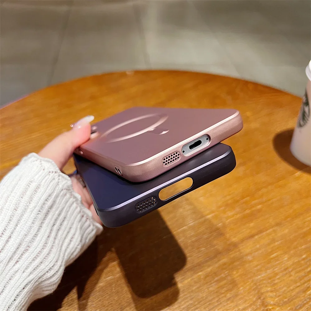 Matte Soft Silicone Phone Case with Lens Protection and Magsafe Magnetic Feature