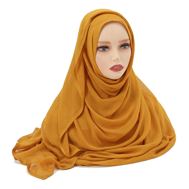Châles en coton rayonne pour femmes musulmanes, Hijab Modal, écharpe unie, grande taille, Turban islamique, bandeau 190x85cm