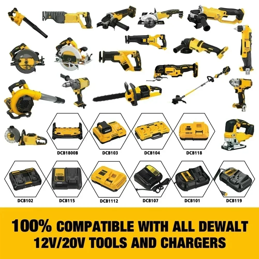 18000mAh 20V for Dewalt 18V 20V power Tools rechargeable electric tool Accessories Lithium batteries Replace DCB200 DCB184