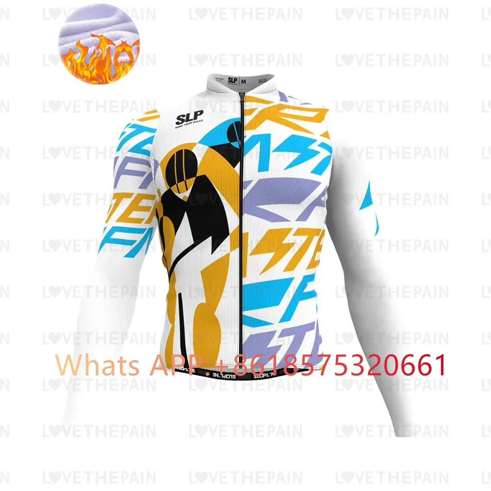 SLP Winter Thermal Fleece Cycling Jersey Top MTB Bike Outdoor slopline Men's Bicycle Clothing Long Sleeve Shirt Uniform